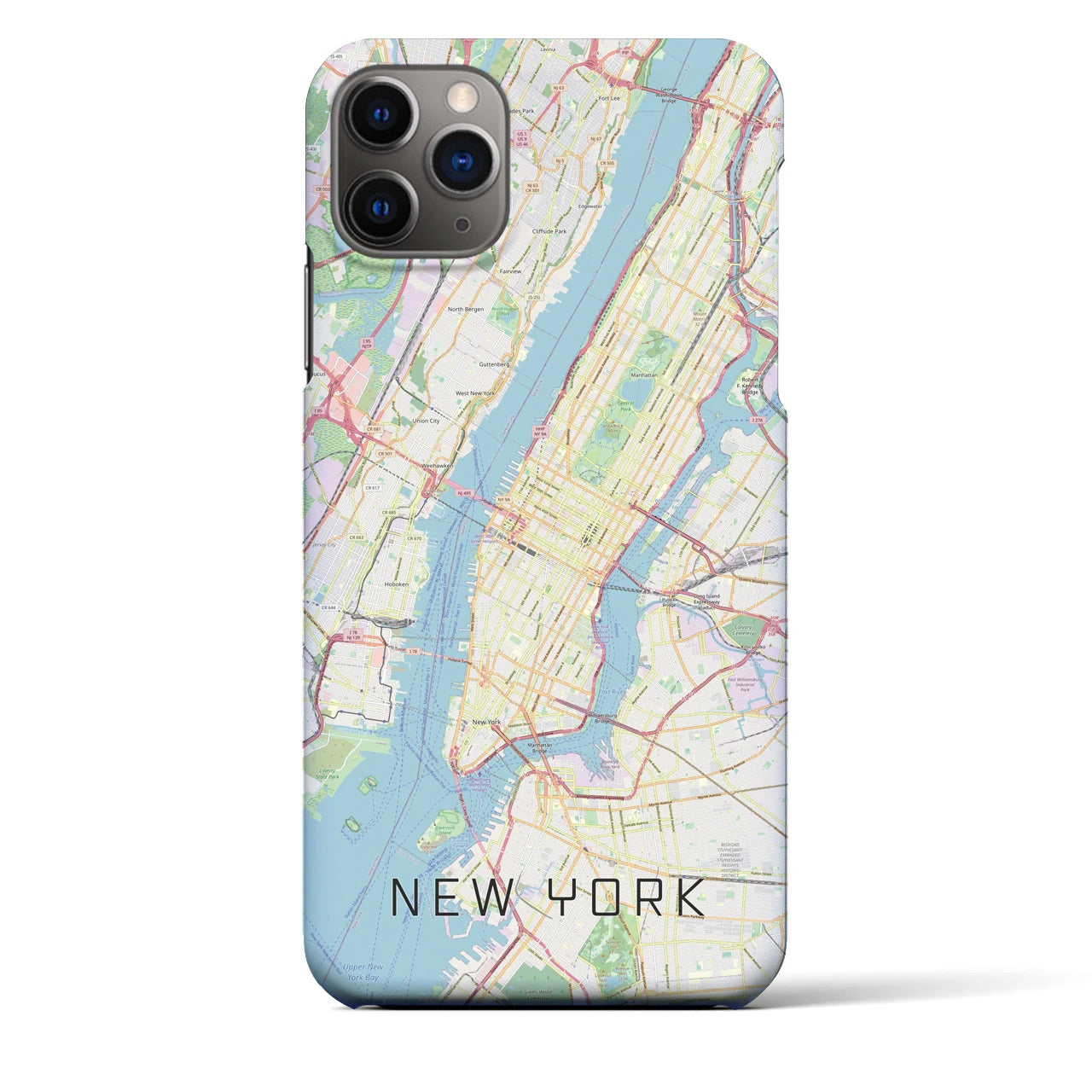【ニューヨーク】地図柄iPhoneケース（バックカバータイプ・ナチュラル）iPhone 11 Pro Max 用