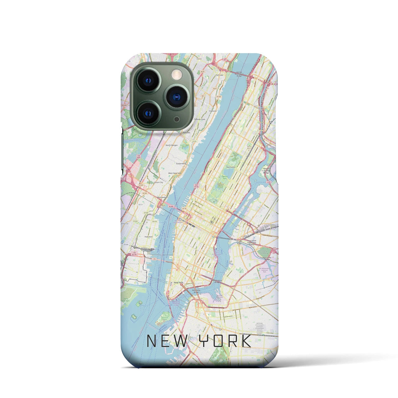 【ニューヨーク】地図柄iPhoneケース（バックカバータイプ・ナチュラル）iPhone 11 Pro 用