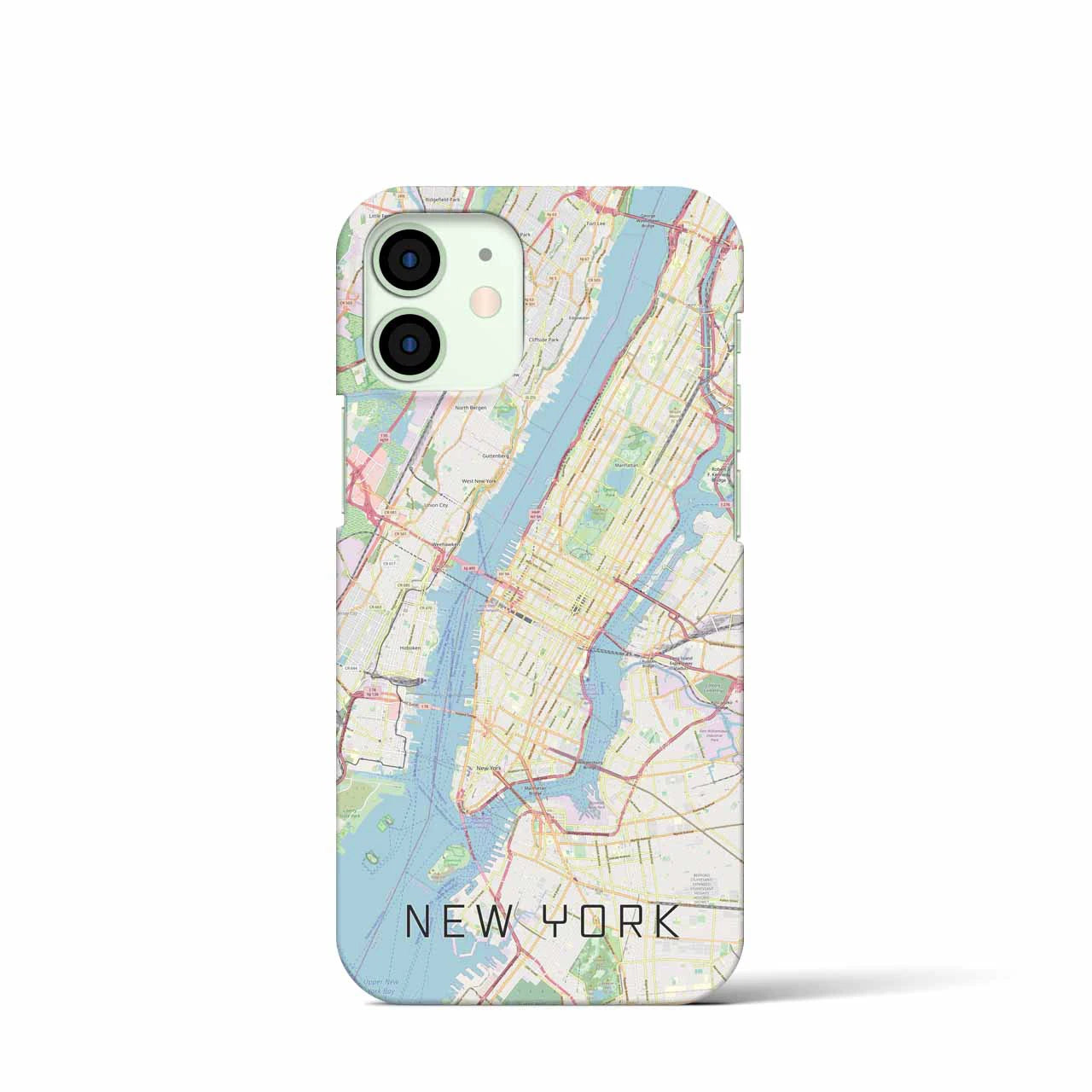 【ニューヨーク】地図柄iPhoneケース（バックカバータイプ・ナチュラル）iPhone 12 mini 用