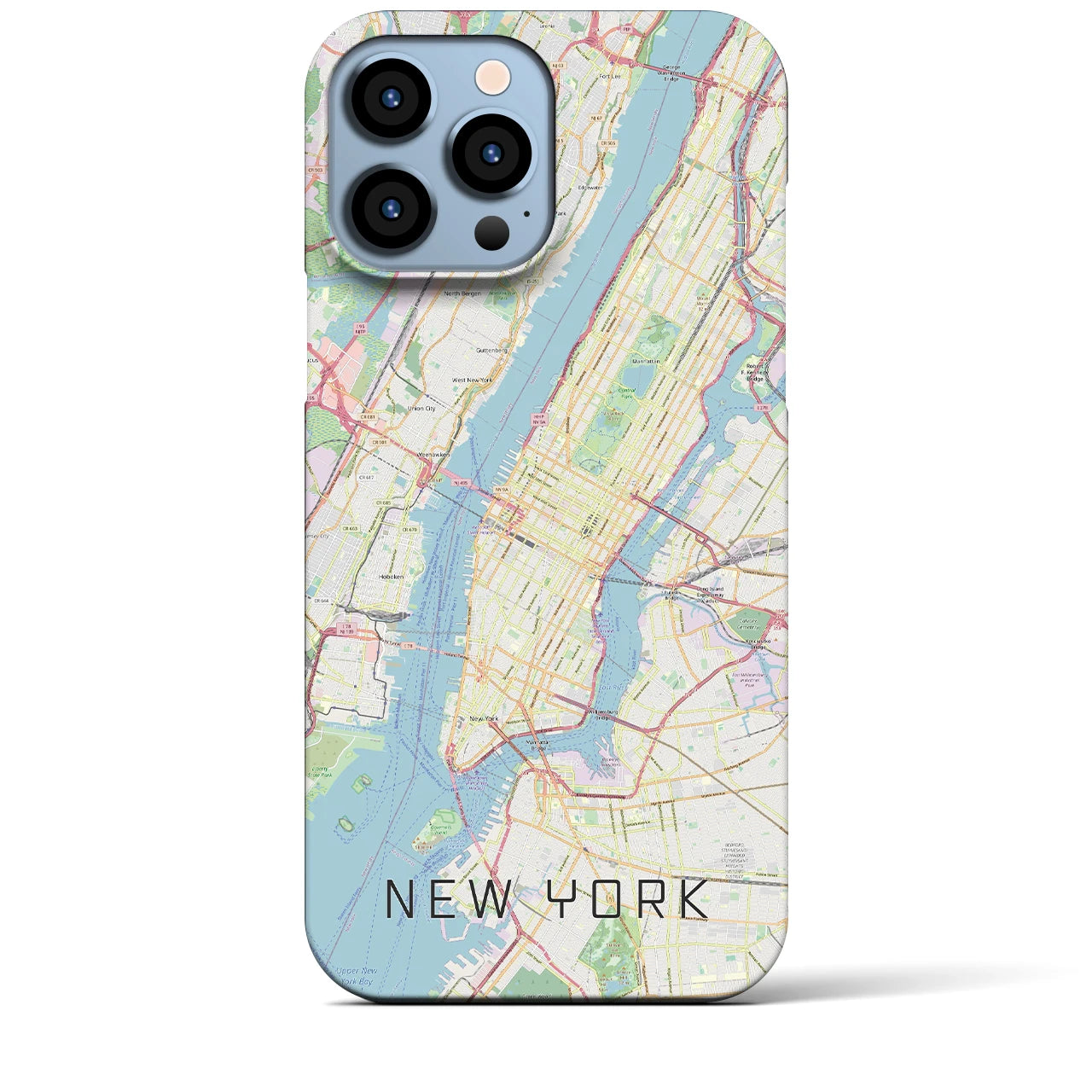 【ニューヨーク】地図柄iPhoneケース（バックカバータイプ・ナチュラル）iPhone 13 Pro Max 用