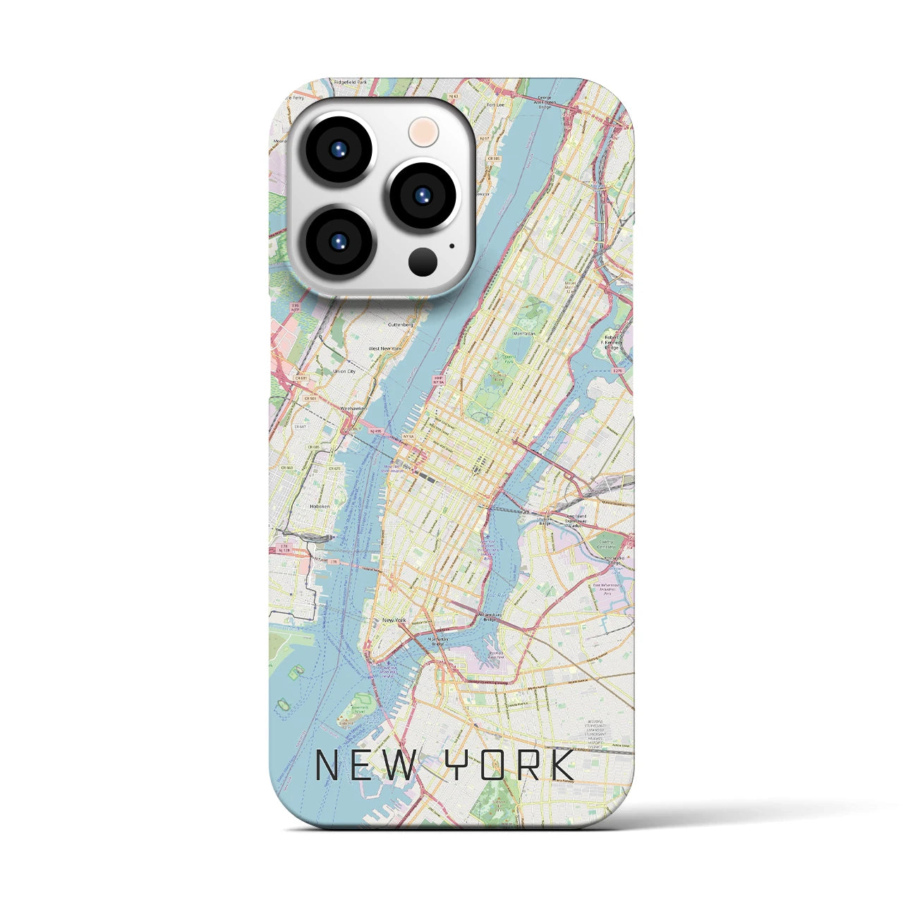 【ニューヨーク】地図柄iPhoneケース（バックカバータイプ・ナチュラル）iPhone 13 Pro 用