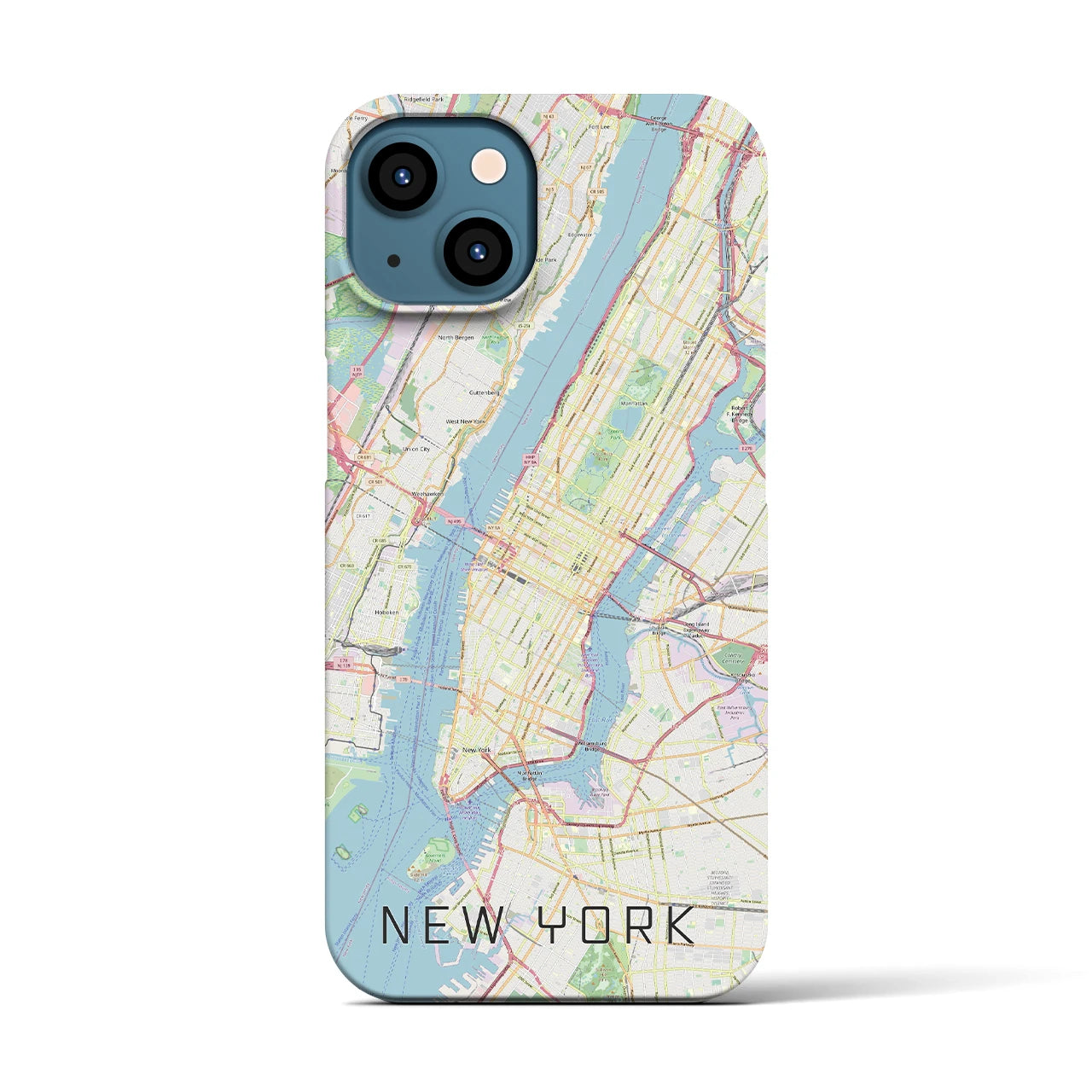 【ニューヨーク】地図柄iPhoneケース（バックカバータイプ・ナチュラル）iPhone 13 用
