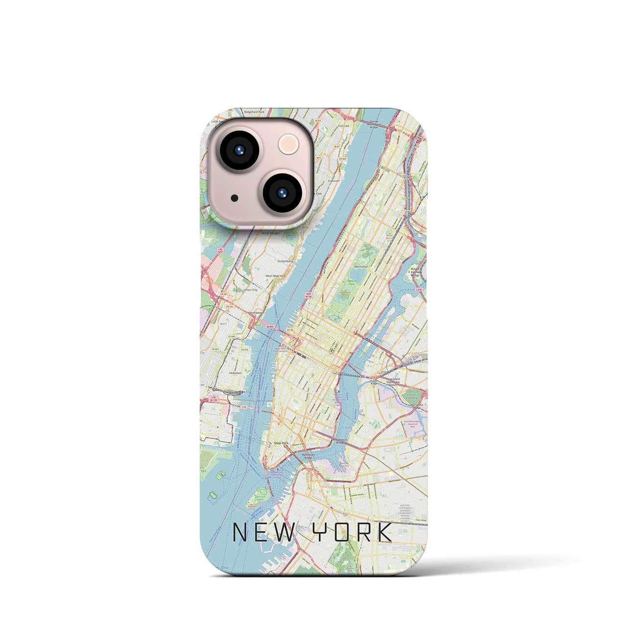 【ニューヨーク】地図柄iPhoneケース（バックカバータイプ・ナチュラル）iPhone 13 mini 用