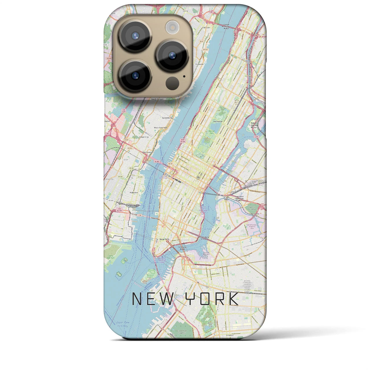 【ニューヨーク】地図柄iPhoneケース（バックカバータイプ・ナチュラル）iPhone 14 Pro Max 用