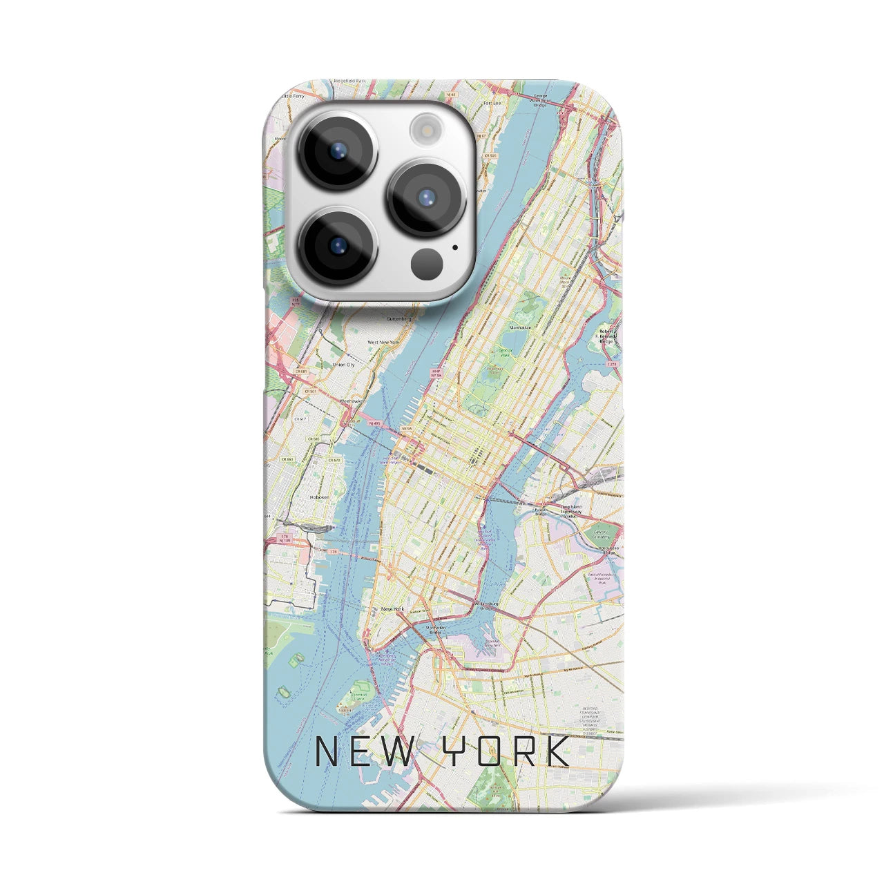 【ニューヨーク】地図柄iPhoneケース（バックカバータイプ・ナチュラル）iPhone 14 Pro 用