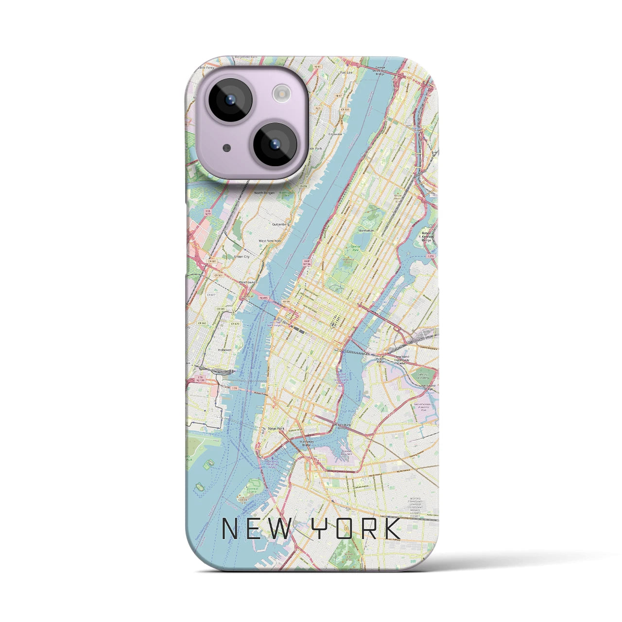 【ニューヨーク】地図柄iPhoneケース（バックカバータイプ・ナチュラル）iPhone 14 用