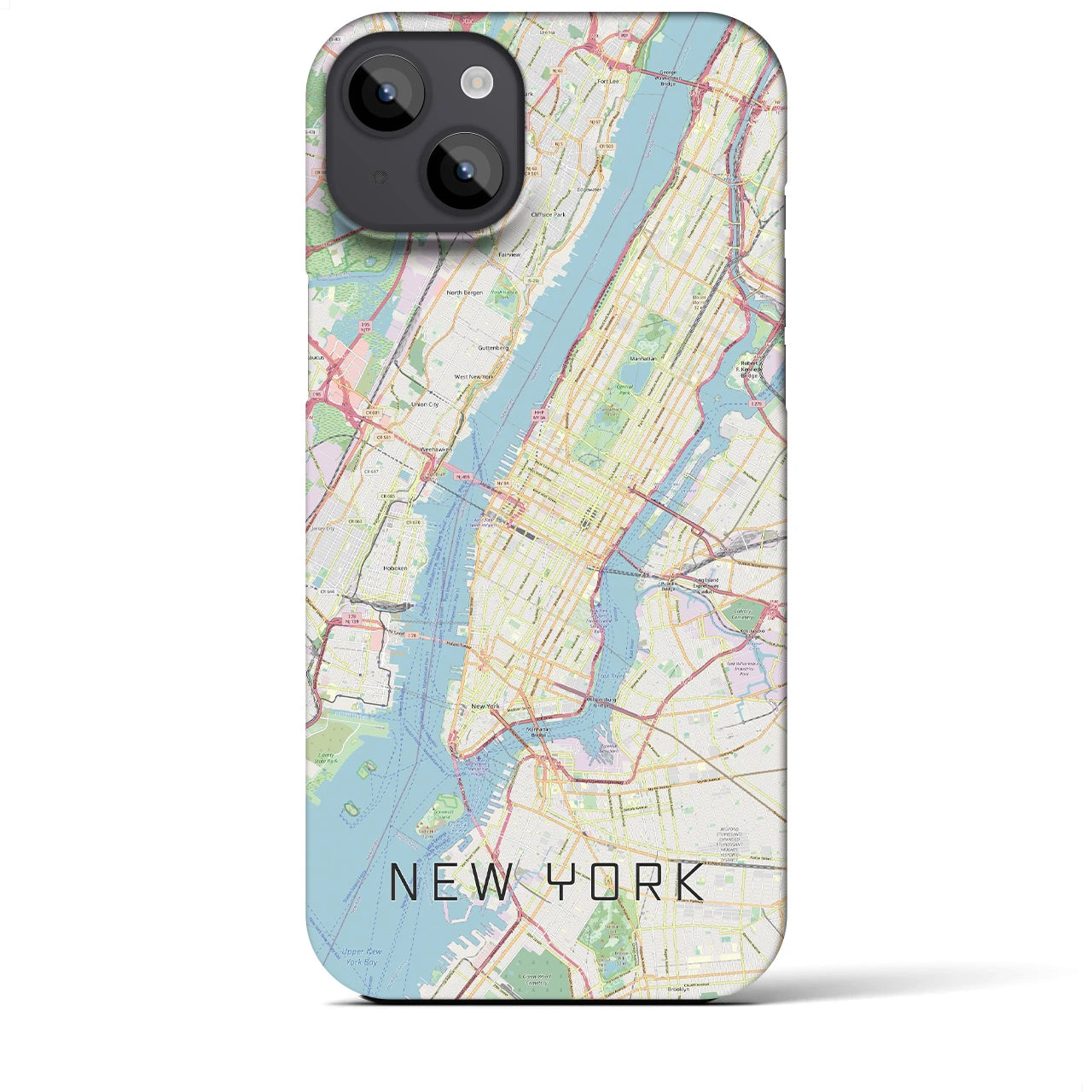 【ニューヨーク】地図柄iPhoneケース（バックカバータイプ・ナチュラル）iPhone 14 Plus 用