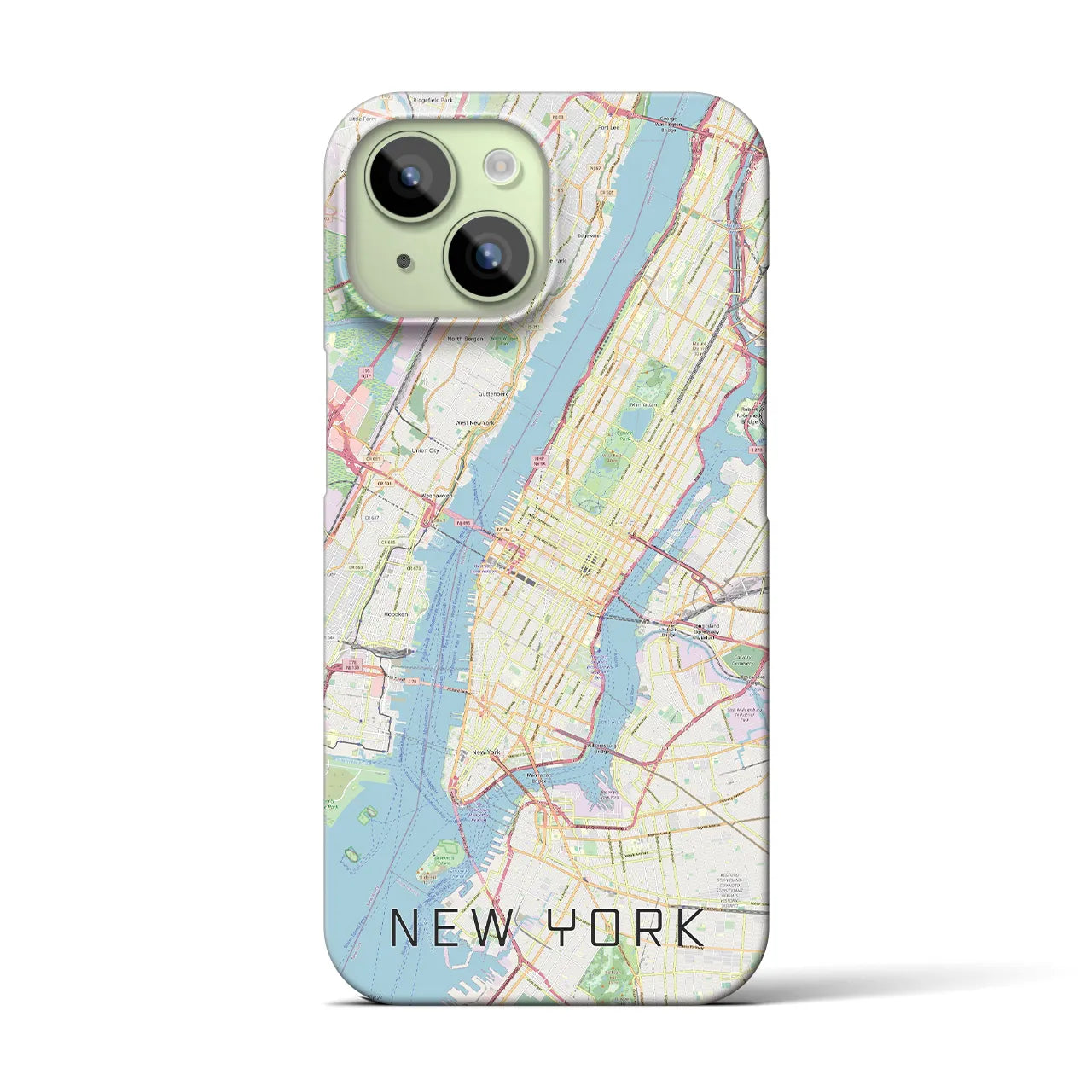 【ニューヨーク】地図柄iPhoneケース（バックカバータイプ・ナチュラル）iPhone 15 用