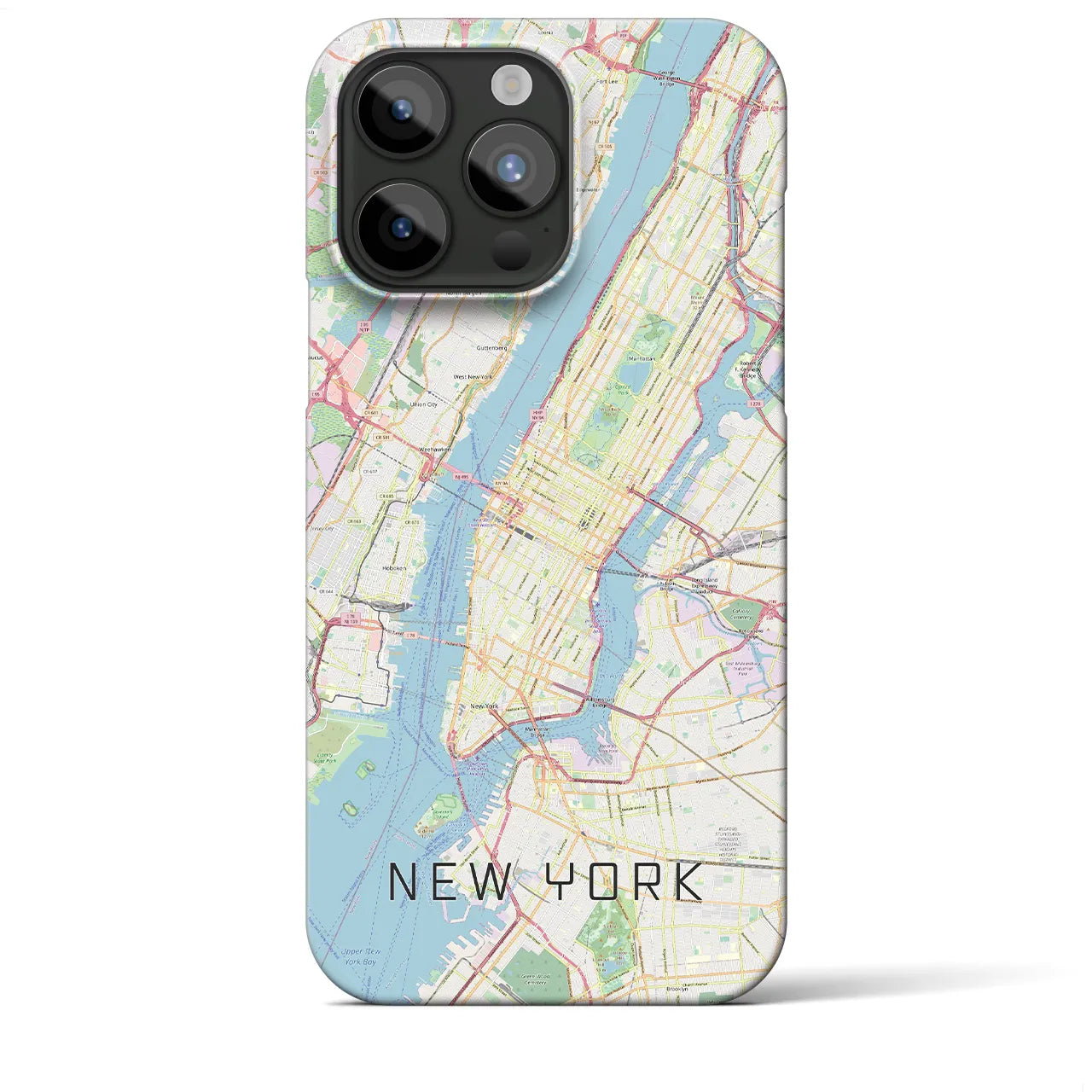 【ニューヨーク】地図柄iPhoneケース（バックカバータイプ・ナチュラル）iPhone 15 Pro Max 用