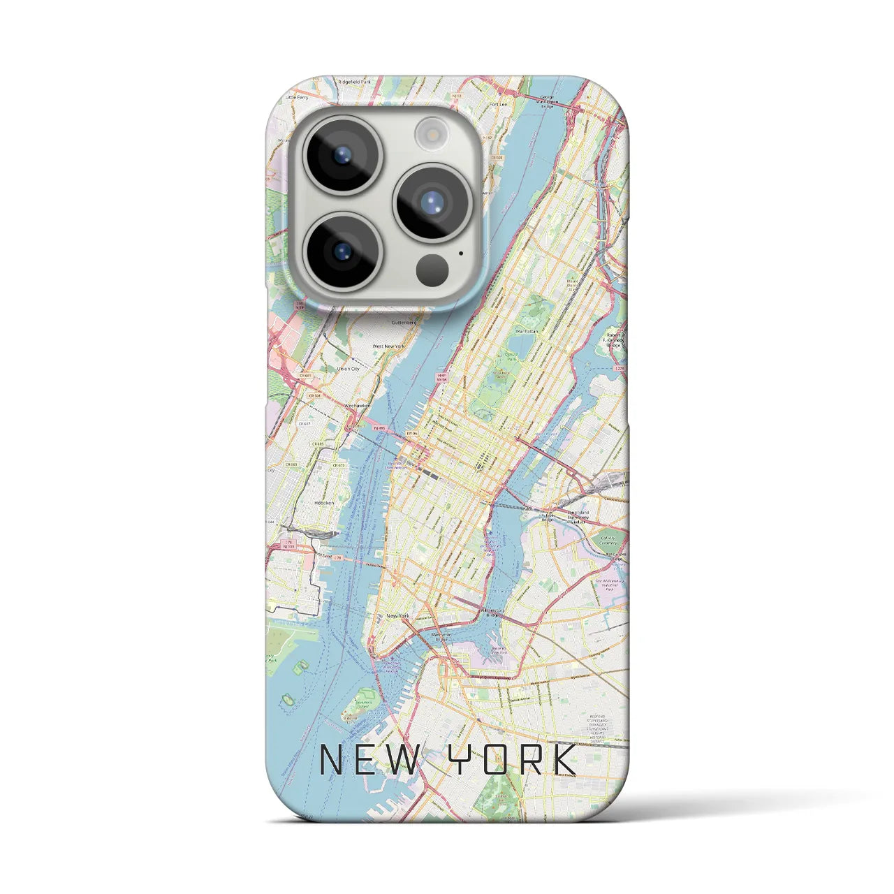 【ニューヨーク】地図柄iPhoneケース（バックカバータイプ・ナチュラル）iPhone 15 Pro 用