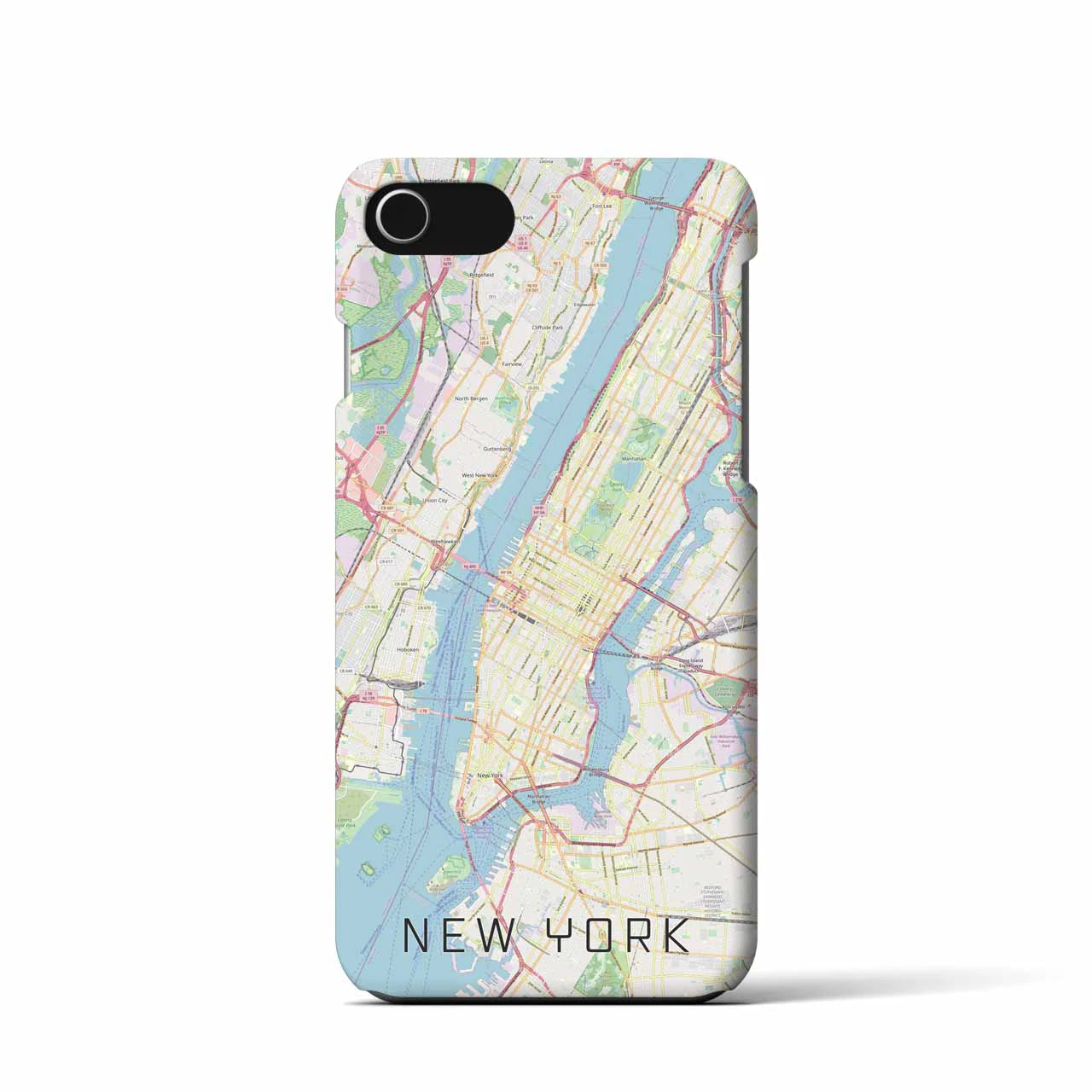 【ニューヨーク】地図柄iPhoneケース（バックカバータイプ・ナチュラル）iPhone SE（第3 / 第2世代） / 8 / 7 / 6s / 6 用