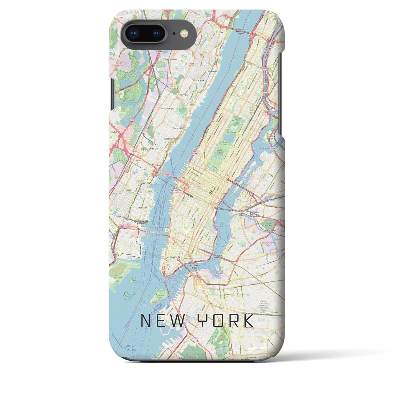 【ニューヨーク】地図柄iPhoneケース（バックカバータイプ・ナチュラル）iPhone 8Plus /7Plus / 6sPlus / 6Plus 用