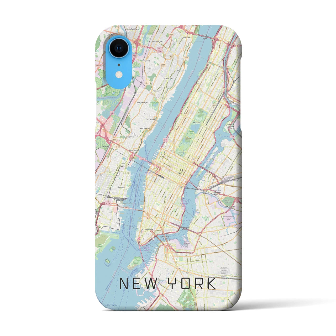 【ニューヨーク】地図柄iPhoneケース（バックカバータイプ・ナチュラル）iPhone XR 用