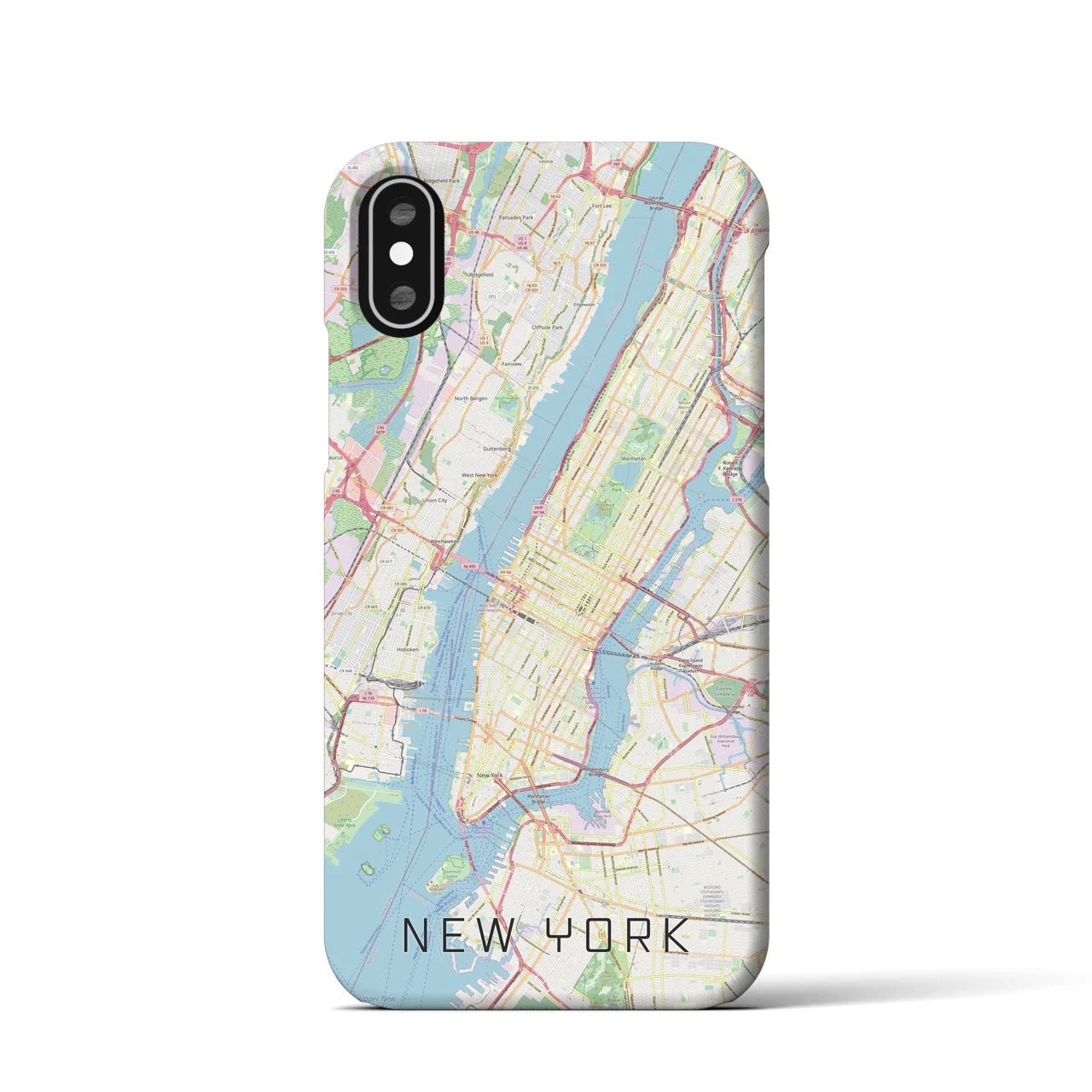【ニューヨーク】地図柄iPhoneケース（バックカバータイプ・ナチュラル）iPhone XS / X 用