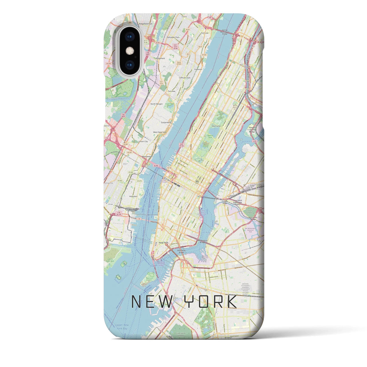 【ニューヨーク】地図柄iPhoneケース（バックカバータイプ・ナチュラル）iPhone XS Max 用