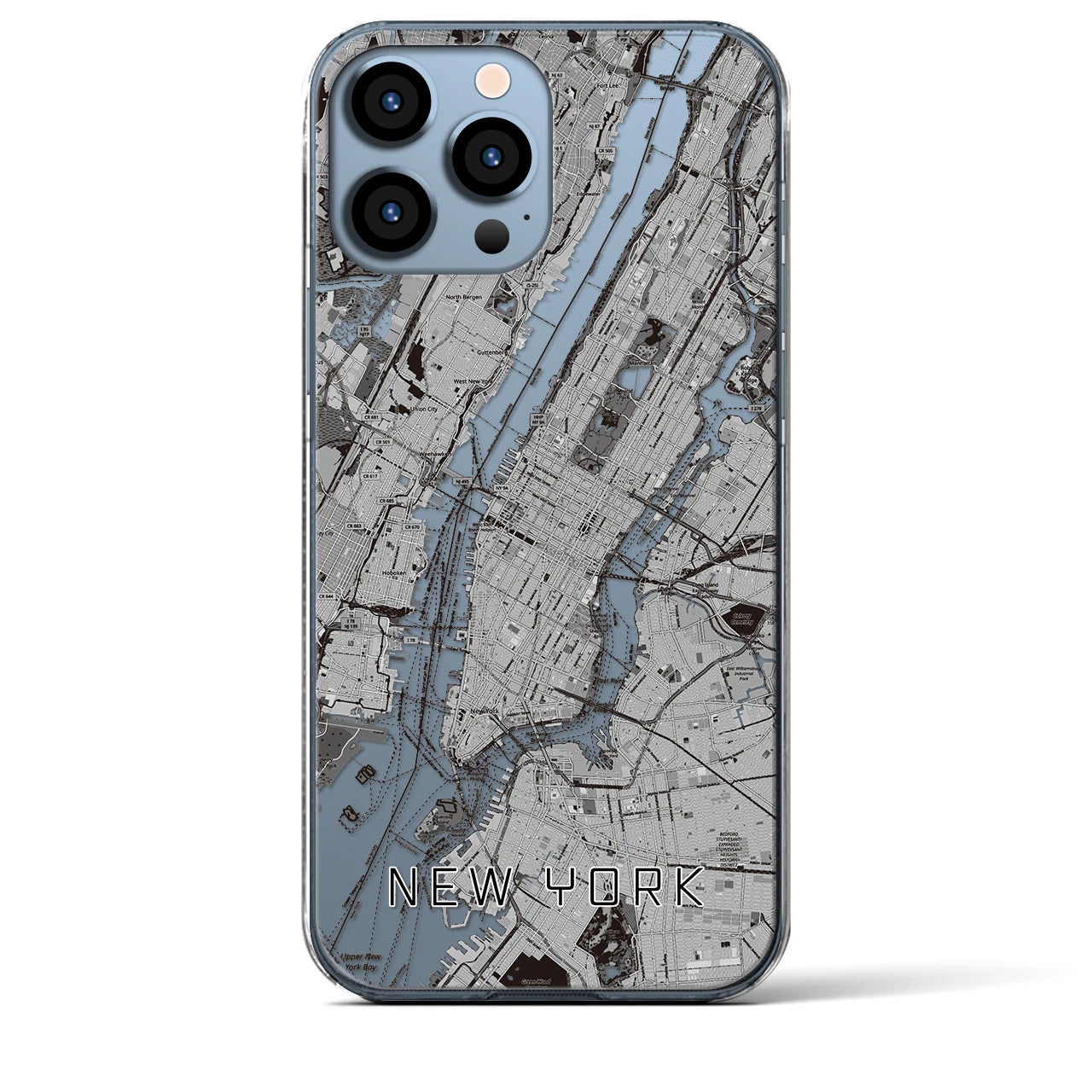 【ニューヨーク】地図柄iPhoneケース（クリアタイプ・モノトーン）iPhone 13 Pro Max 用