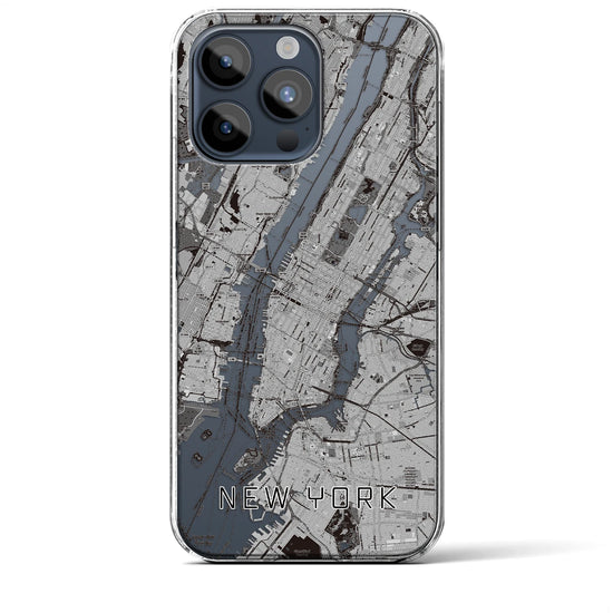 【ニューヨーク】地図柄iPhoneケース（クリアタイプ・モノトーン）iPhone 15 Pro Max 用