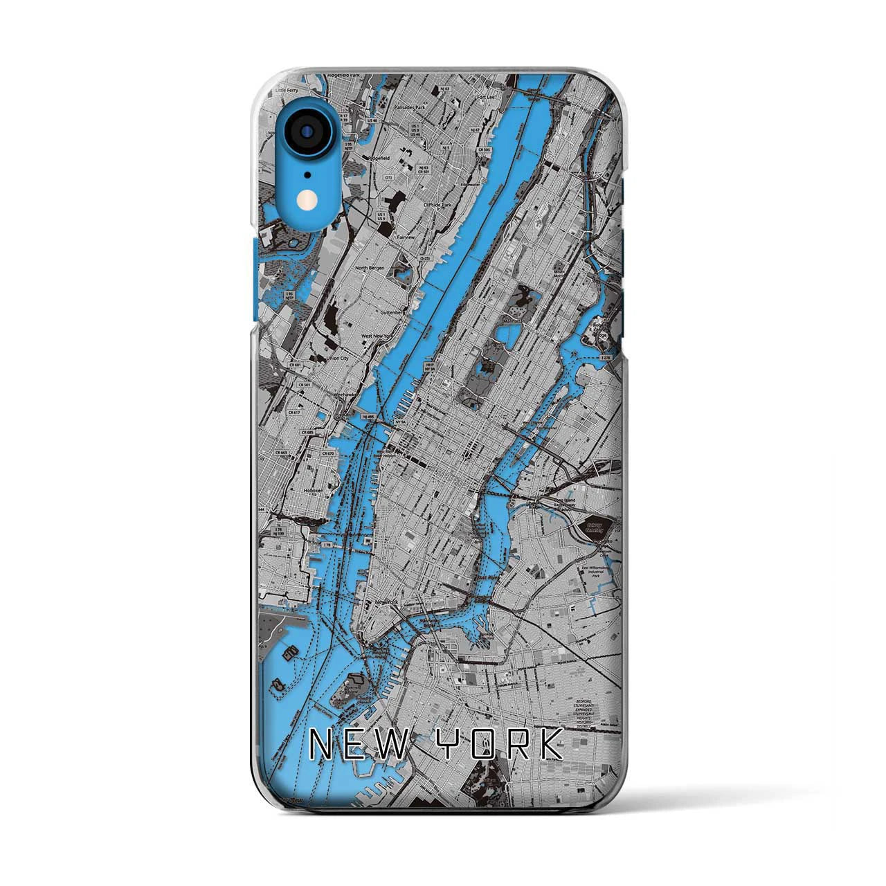 【ニューヨーク】地図柄iPhoneケース（クリアタイプ・モノトーン）iPhone XR 用