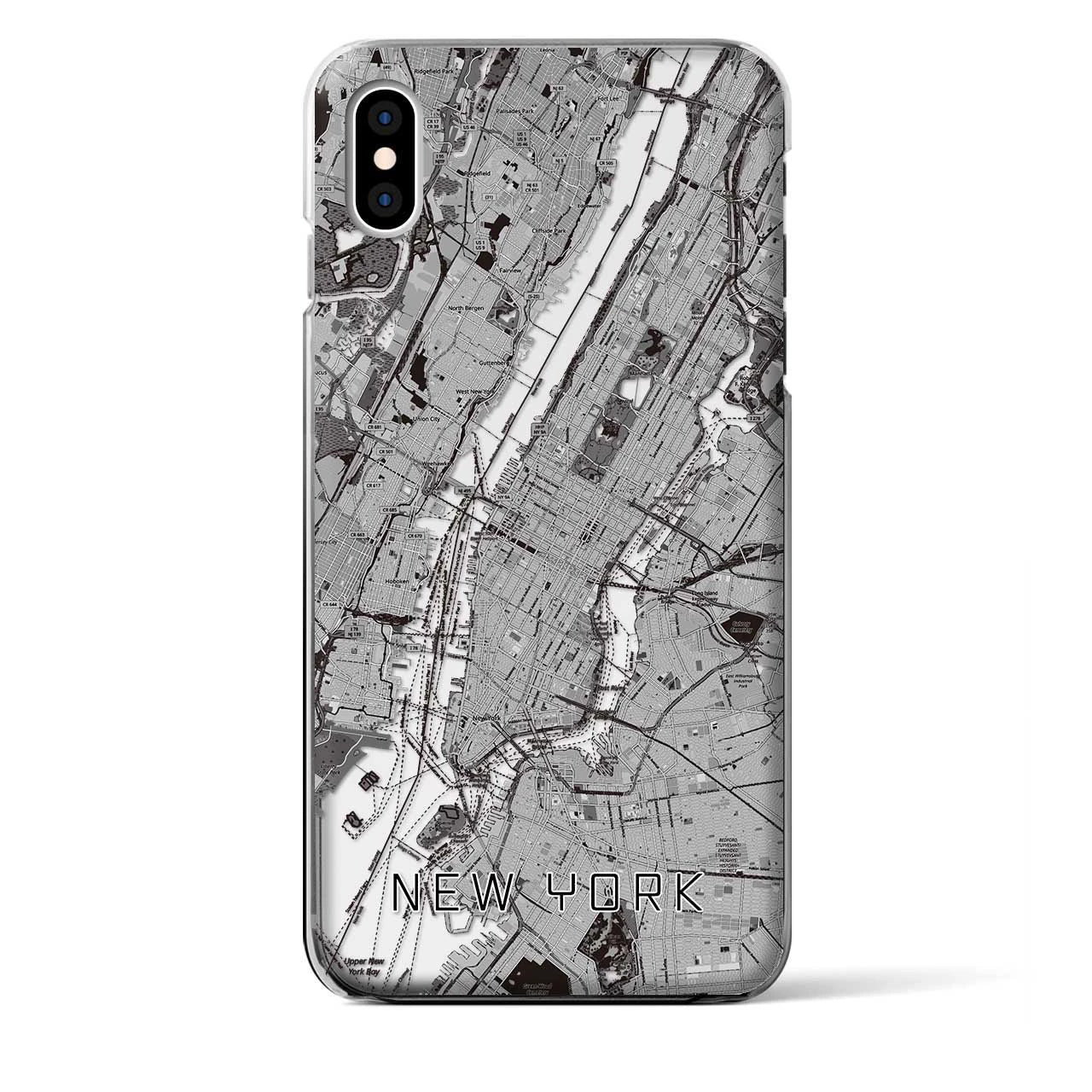 【ニューヨーク】地図柄iPhoneケース（クリアタイプ・モノトーン）iPhone XS Max 用