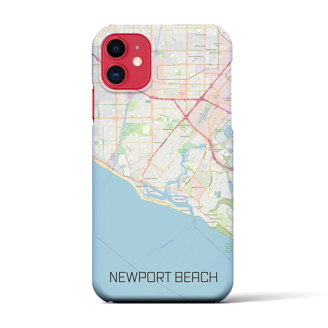 【ニューポートビーチ】地図柄iPhoneケース（バックカバータイプ・ナチュラル）iPhone 11 用