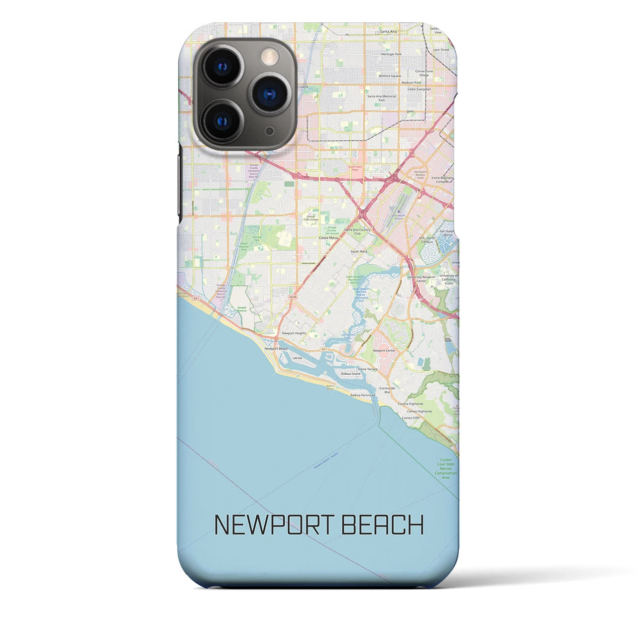 【ニューポートビーチ】地図柄iPhoneケース（バックカバータイプ・ナチュラル）iPhone 11 Pro Max 用