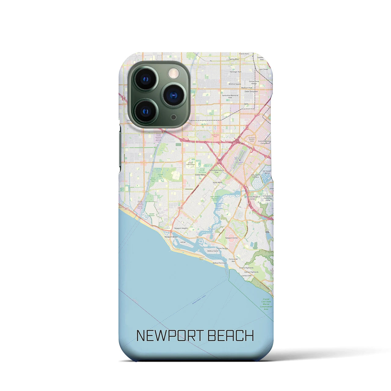 【ニューポートビーチ】地図柄iPhoneケース（バックカバータイプ・ナチュラル）iPhone 11 Pro 用