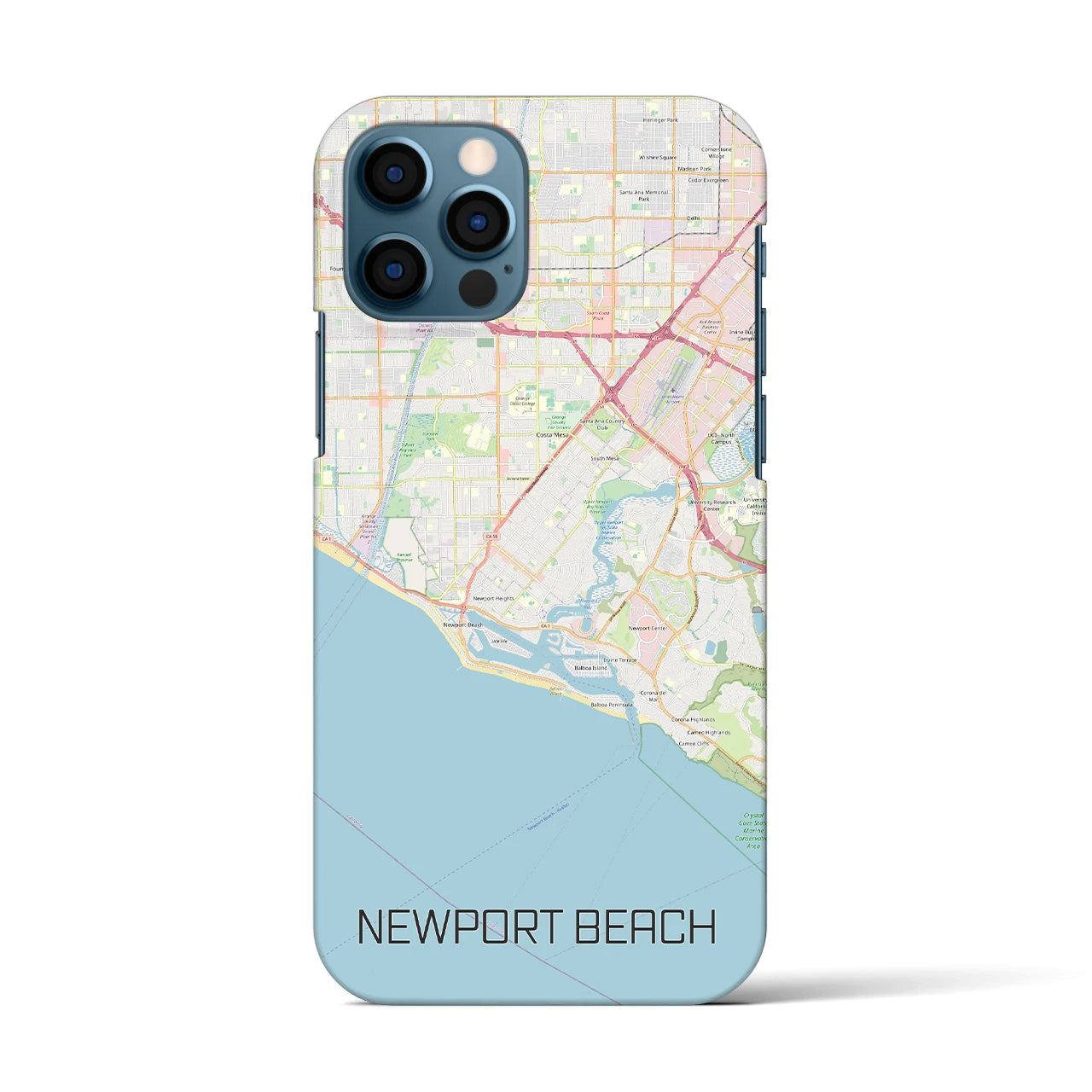 【ニューポートビーチ】地図柄iPhoneケース（バックカバータイプ・ナチュラル）iPhone 12 / 12 Pro 用