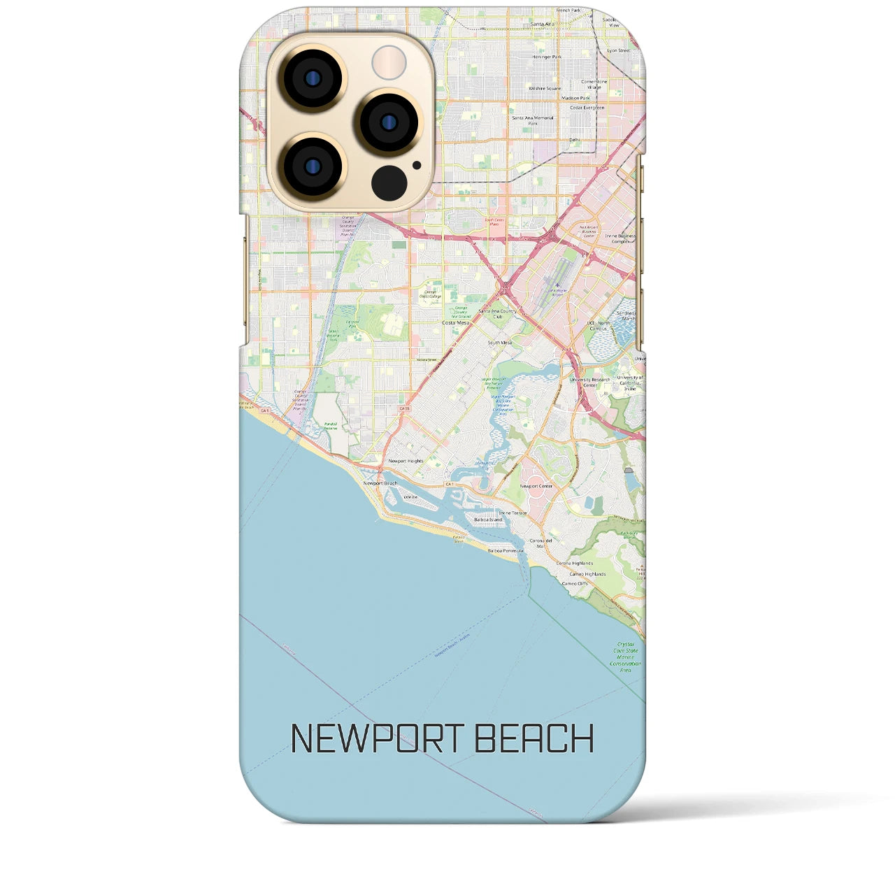 【ニューポートビーチ】地図柄iPhoneケース（バックカバータイプ・ナチュラル）iPhone 12 Pro Max 用