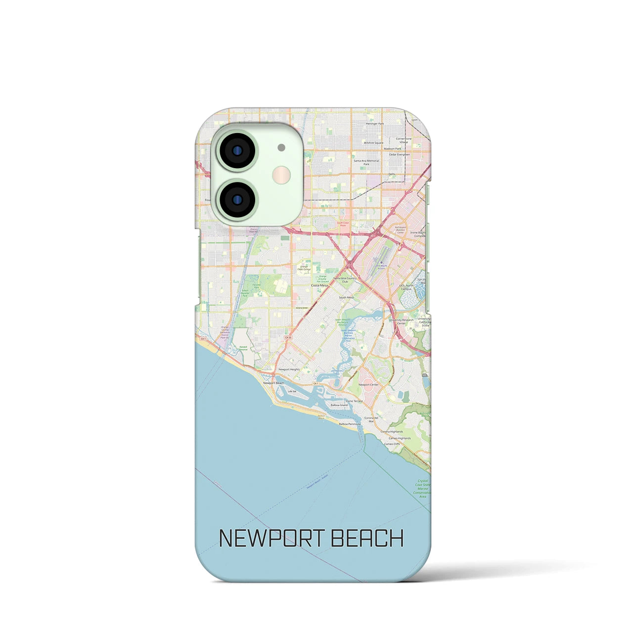 【ニューポートビーチ】地図柄iPhoneケース（バックカバータイプ・ナチュラル）iPhone 12 mini 用
