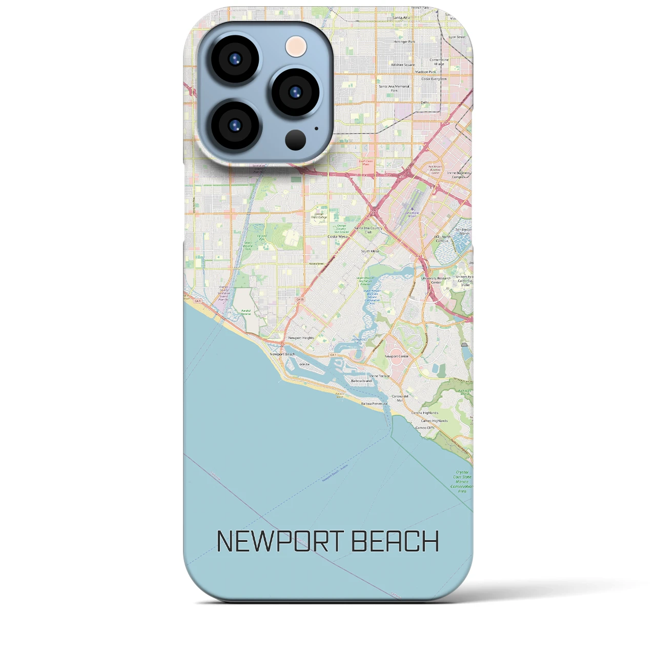 【ニューポートビーチ】地図柄iPhoneケース（バックカバータイプ・ナチュラル）iPhone 13 Pro Max 用