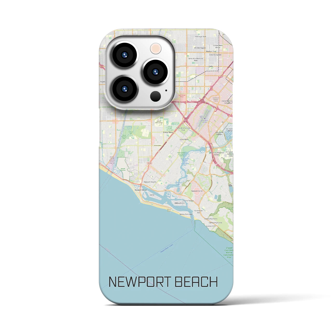【ニューポートビーチ】地図柄iPhoneケース（バックカバータイプ・ナチュラル）iPhone 13 Pro 用