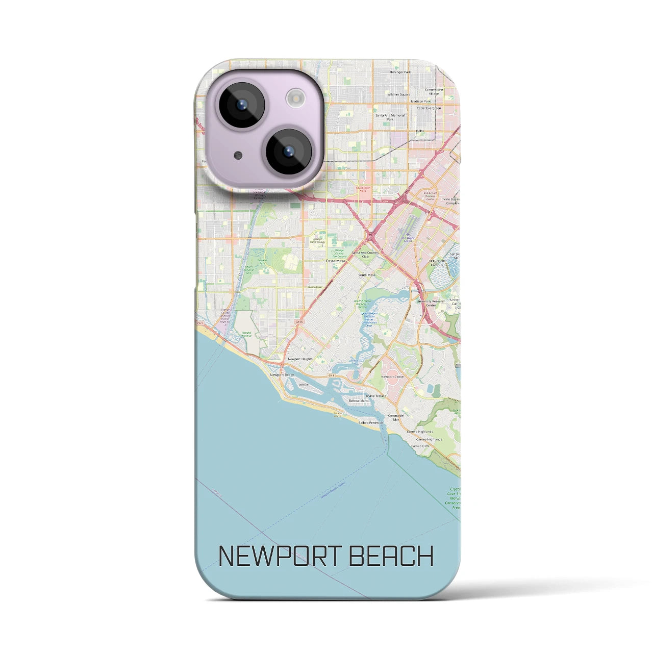 【ニューポートビーチ】地図柄iPhoneケース（バックカバータイプ・ナチュラル）iPhone 14 用