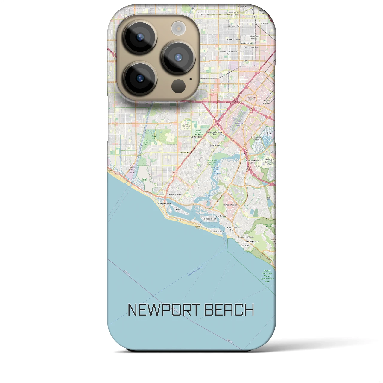 【ニューポートビーチ】地図柄iPhoneケース（バックカバータイプ・ナチュラル）iPhone 14 Pro Max 用