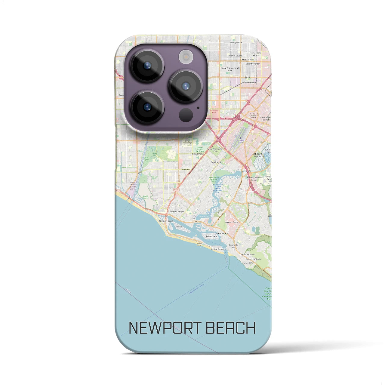 【ニューポートビーチ】地図柄iPhoneケース（バックカバータイプ・ナチュラル）iPhone 14 Pro 用