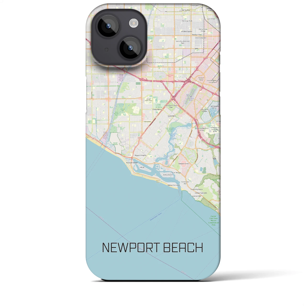 【ニューポートビーチ】地図柄iPhoneケース（バックカバータイプ・ナチュラル）iPhone 14 Plus 用