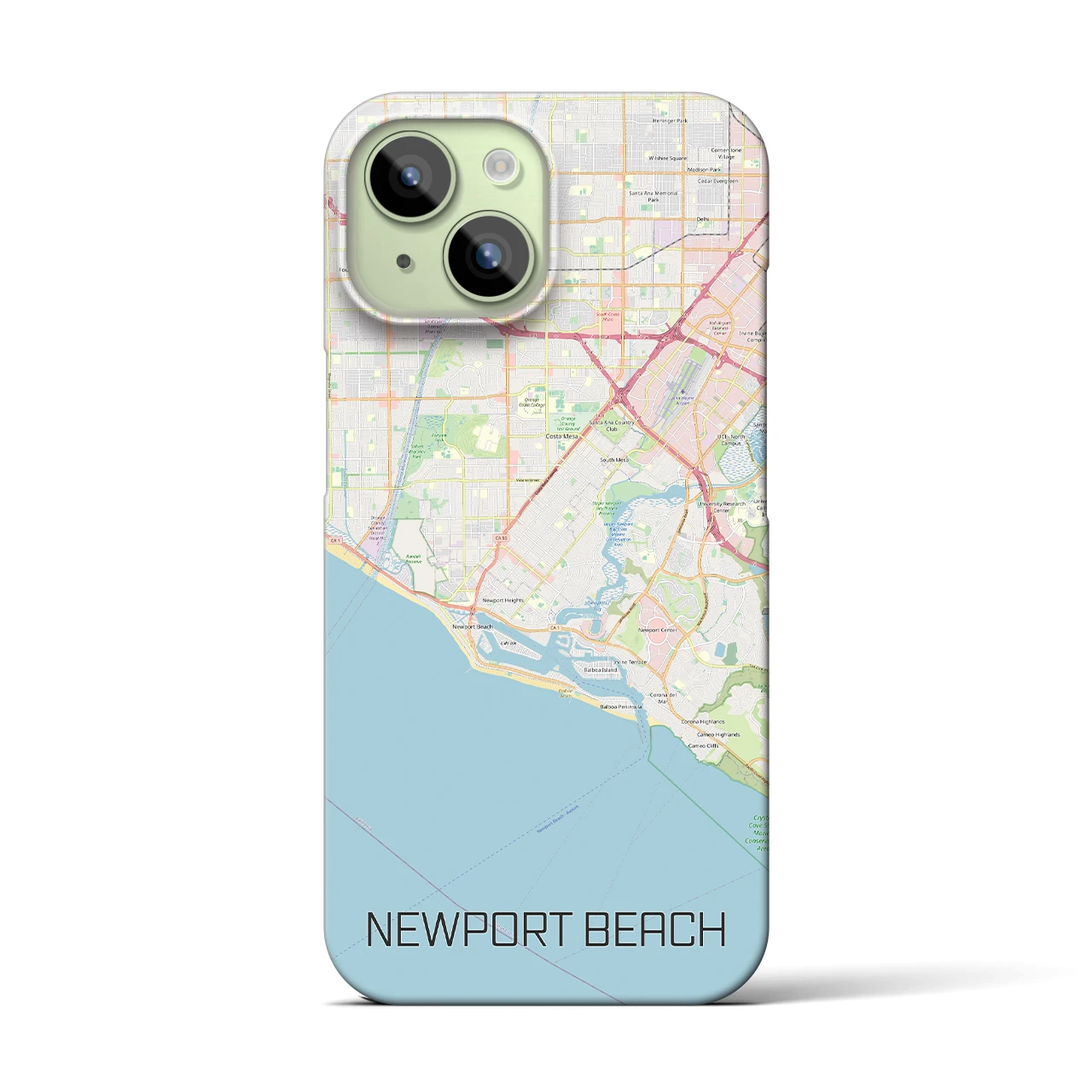 【ニューポートビーチ】地図柄iPhoneケース（バックカバータイプ・ナチュラル）iPhone 15 用