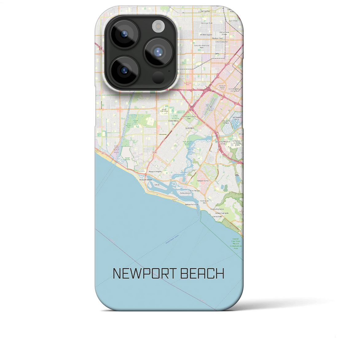 【ニューポートビーチ】地図柄iPhoneケース（バックカバータイプ・ナチュラル）iPhone 15 Pro Max 用