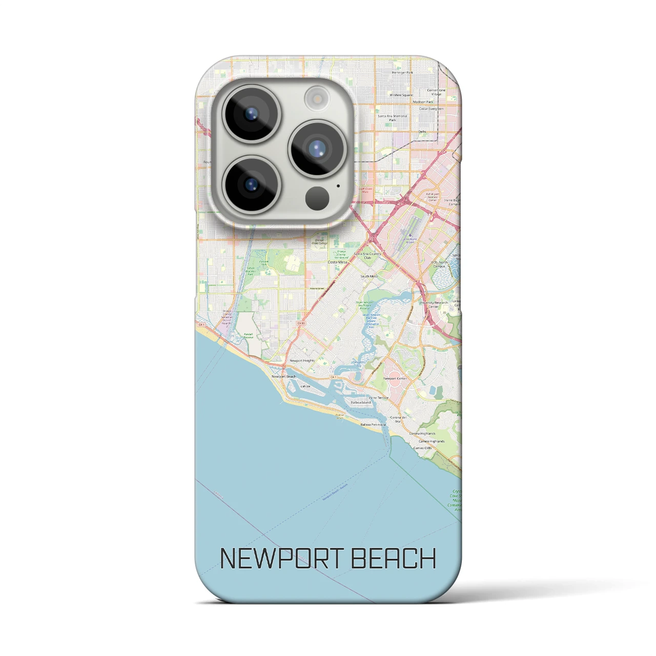【ニューポートビーチ】地図柄iPhoneケース（バックカバータイプ・ナチュラル）iPhone 15 Pro 用