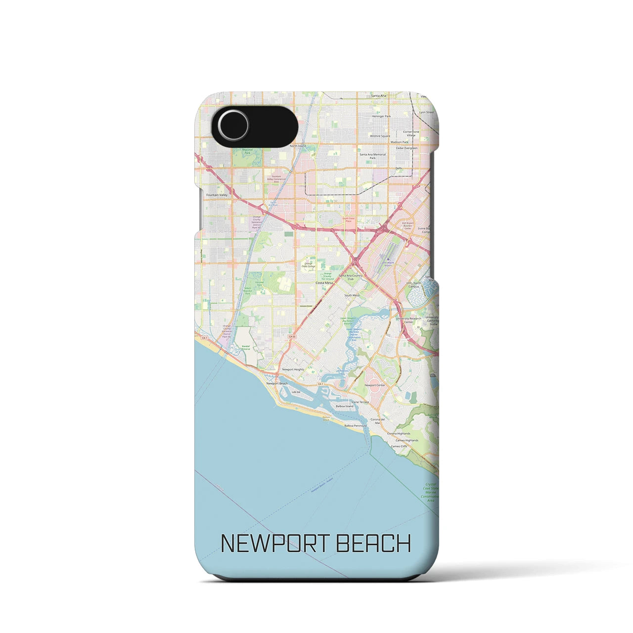 【ニューポートビーチ】地図柄iPhoneケース（バックカバータイプ・ナチュラル）iPhone SE（第3 / 第2世代） / 8 / 7 / 6s / 6 用