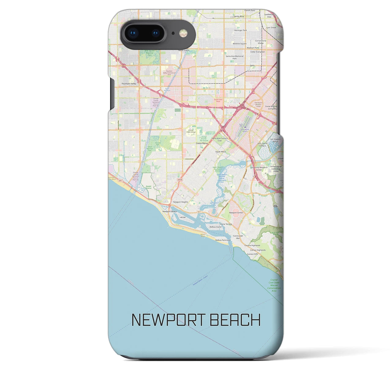 【ニューポートビーチ】地図柄iPhoneケース（バックカバータイプ・ナチュラル）iPhone 8Plus /7Plus / 6sPlus / 6Plus 用