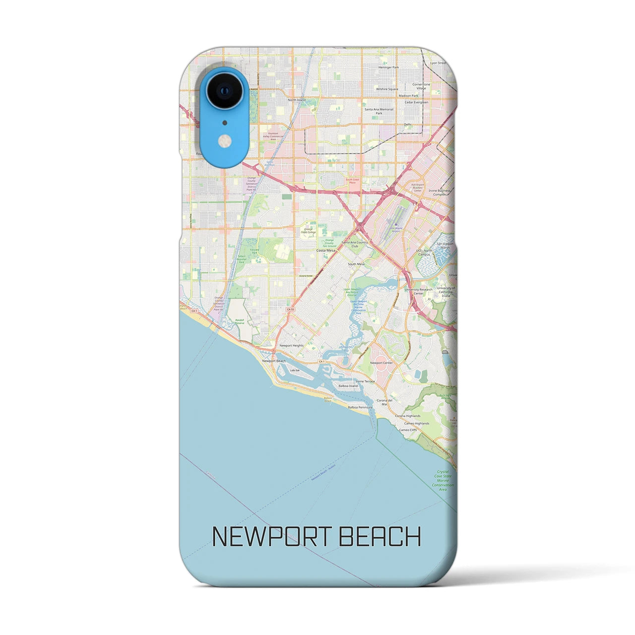 【ニューポートビーチ】地図柄iPhoneケース（バックカバータイプ・ナチュラル）iPhone XR 用