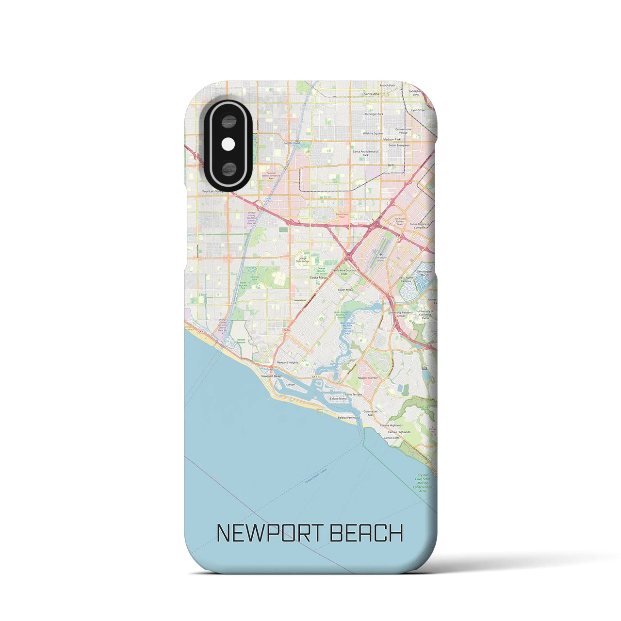 【ニューポートビーチ】地図柄iPhoneケース（バックカバータイプ・ナチュラル）iPhone XS / X 用