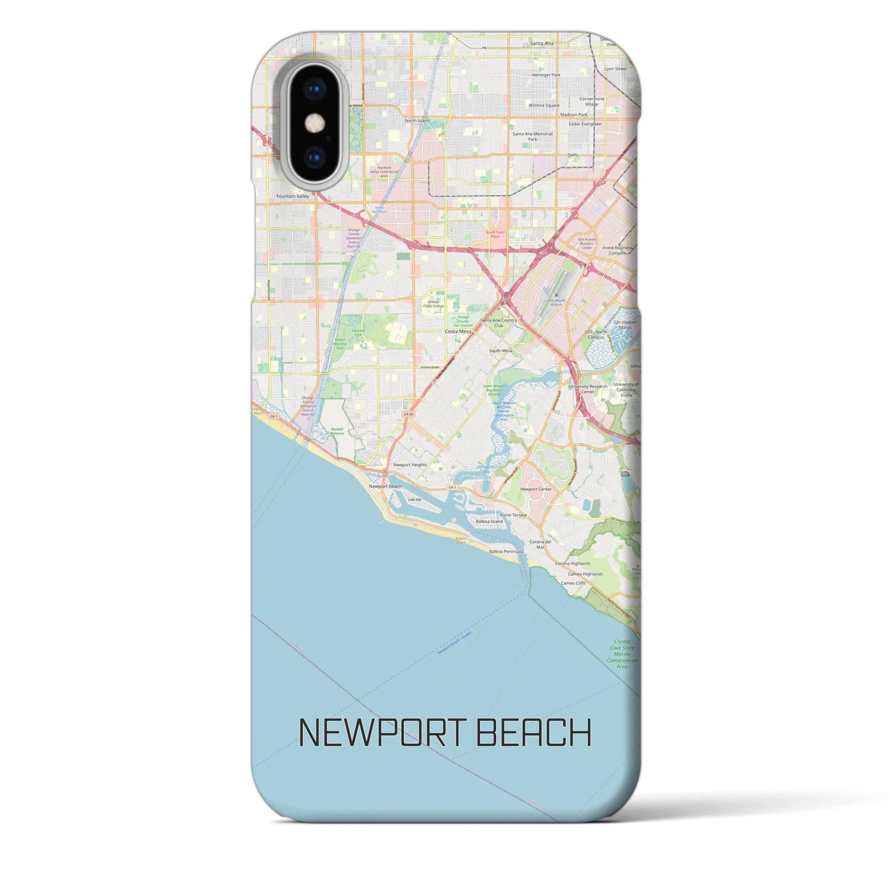 【ニューポートビーチ】地図柄iPhoneケース（バックカバータイプ・ナチュラル）iPhone XS Max 用