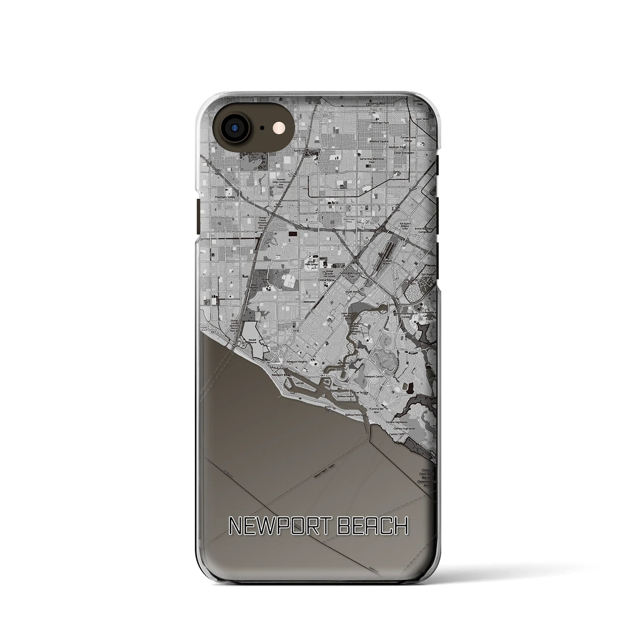 【ニューポートビーチ】地図柄iPhoneケース（クリアタイプ・モノトーン）iPhone SE（第3 / 第2世代） / 8 / 7 / 6s / 6 用