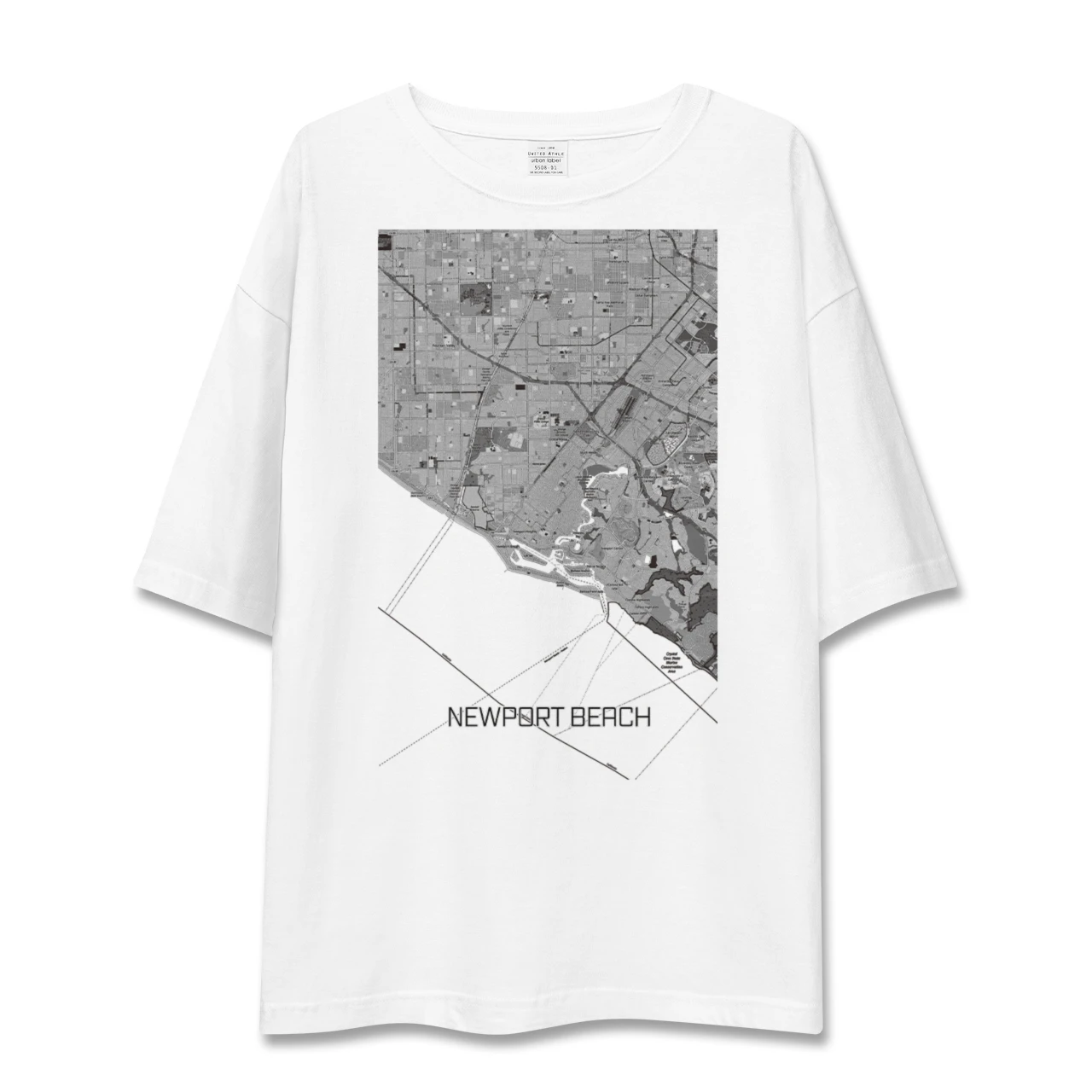 【ニューポートビーチ（アメリカ）】地図柄ビッグシルエットTシャツ