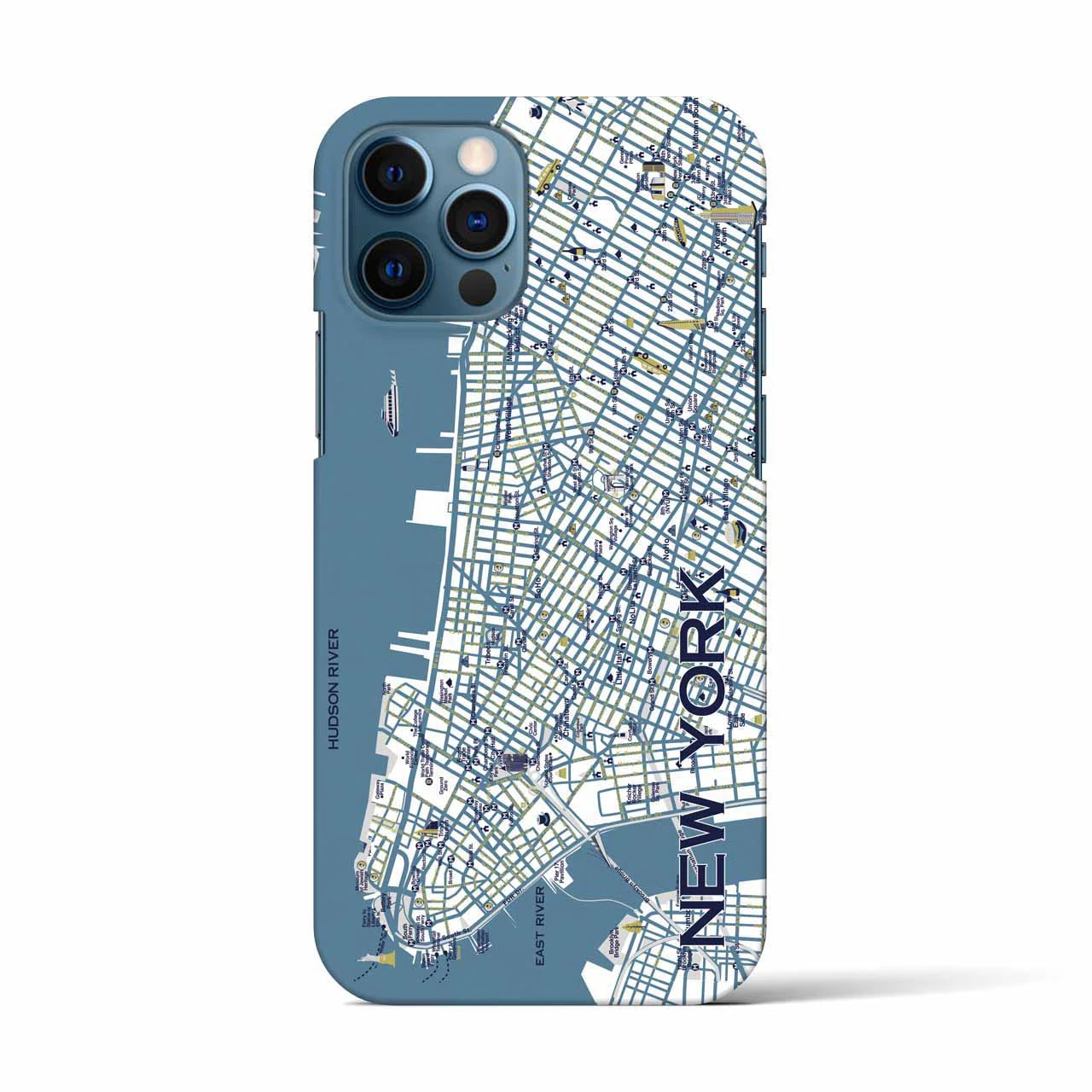 【ニューヨーク（イラスト）】地図柄iPhoneケース（バックカバータイプ・ブライト）iPhone 12 / 12 Pro 用