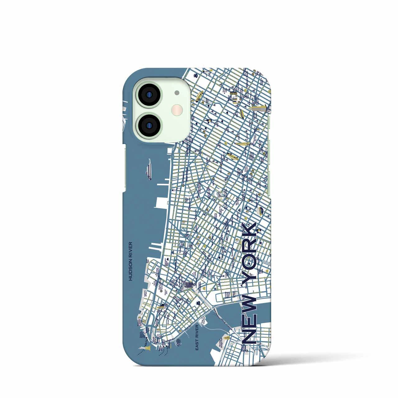 【ニューヨーク（イラスト）】地図柄iPhoneケース（バックカバータイプ・ブライト）iPhone 12 mini 用