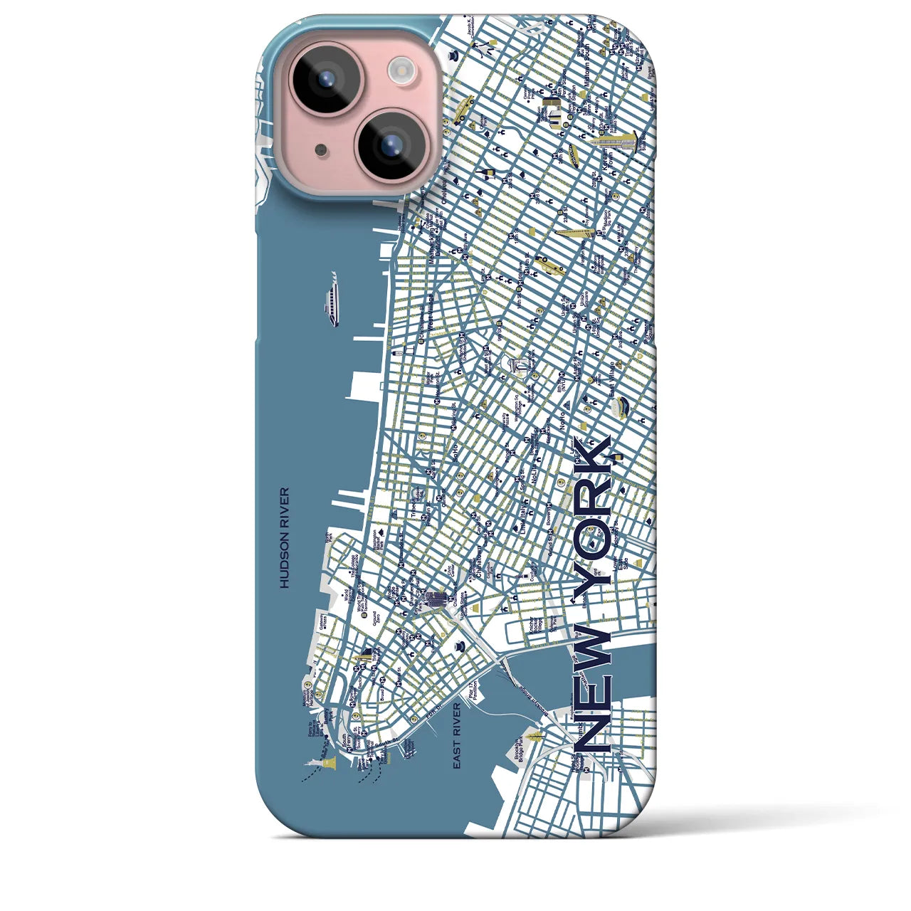 【ニューヨーク（イラスト）】地図柄iPhoneケース（バックカバータイプ・ブライト）iPhone 15 Plus 用