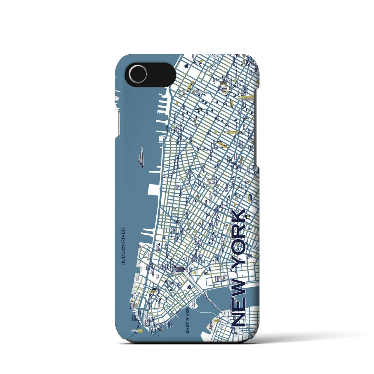 【ニューヨーク（イラスト）】地図柄iPhoneケース（バックカバータイプ・ブライト）iPhone SE（第3 / 第2世代） / 8 / 7 / 6s / 6 用