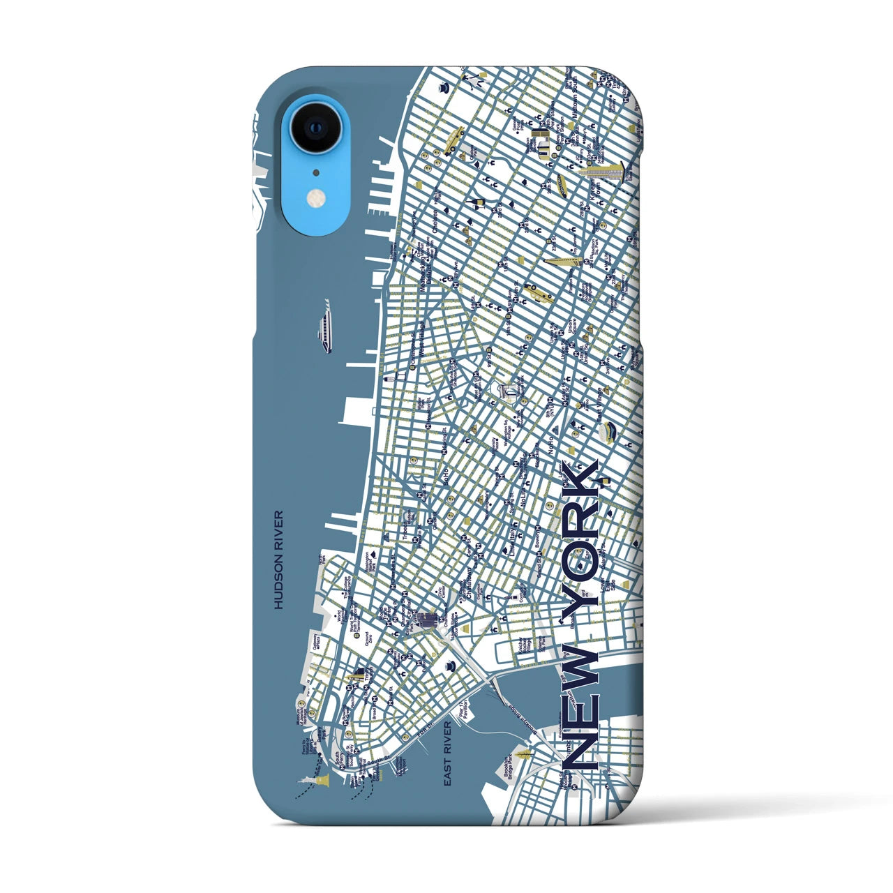 【ニューヨーク（イラスト）】地図柄iPhoneケース（バックカバータイプ・ブライト）iPhone XR 用